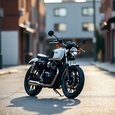 Motorcycle parked on city street