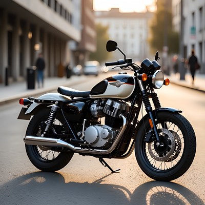 Motorcycle parked on city street