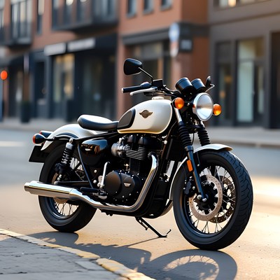 Motorcycle parked on city street