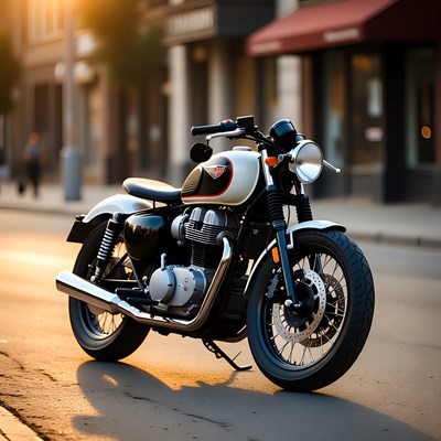 Motorcycle parked on city street