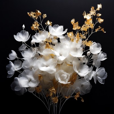White and gold floral arrangement display