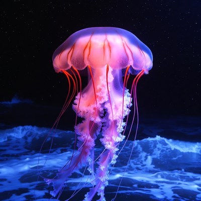 Jellyfish swimming in dark water