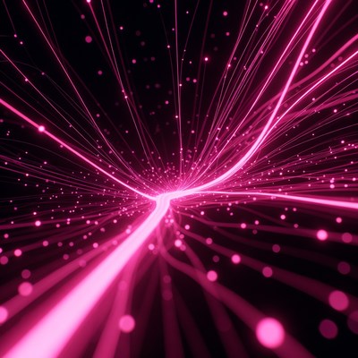 Light trails in pink colors through space