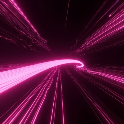 Bright pink light trails in dark space