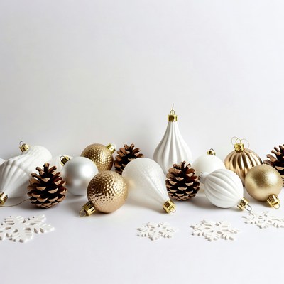 Holiday decoration arrangement on white