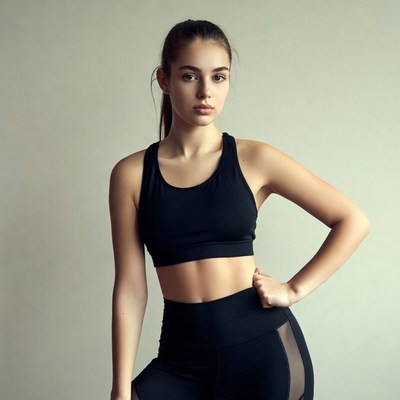 Young woman posing in workout clothes