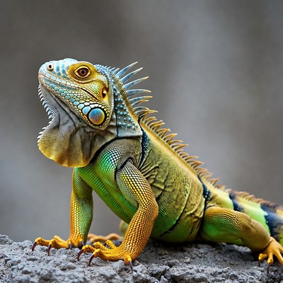 Colorful lizard on rock