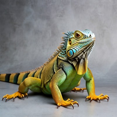 Colorful lizard in studio setting