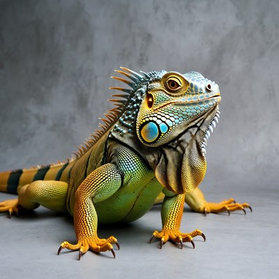 Lizard in studio setting with colorful skin