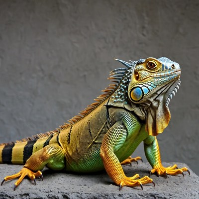Colorful lizard on a stone surface