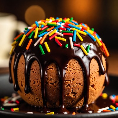 Chocolate dessert with colorful sprinkles
