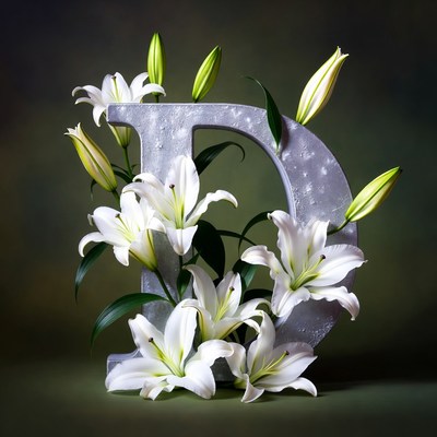Flowers arranged around letter d
