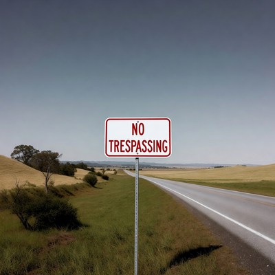 No trespassing sign on rural road