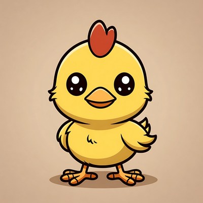 Cute yellow chick with big eyes