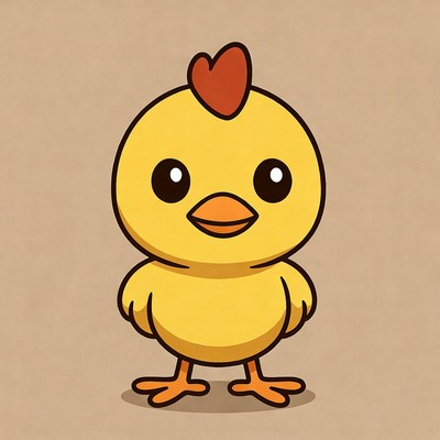 Cute cartoon chicken standing