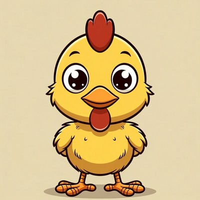Cheerful cartoon chicken character design