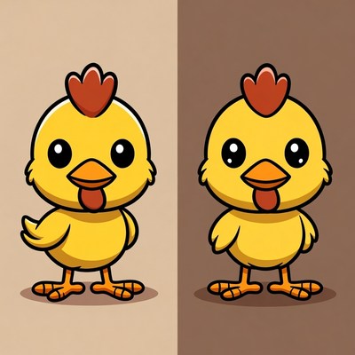 Cartoon chicken standing and posing