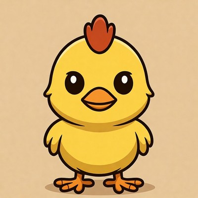 Cute cartoon chicken with a red comb