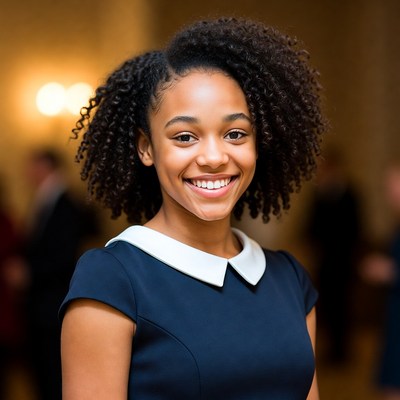 Girl smiling in formal dress at event