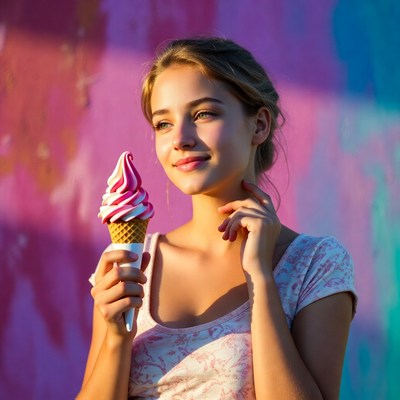 Young girl enjoying ice cream