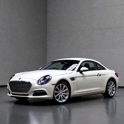 White sports car in a studio