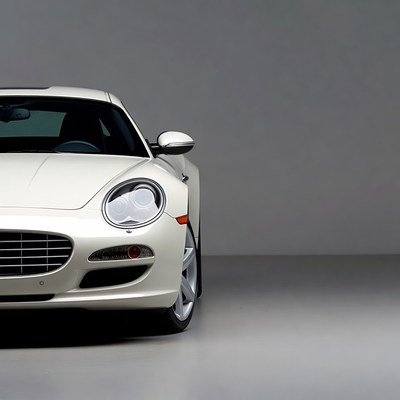 Stylish white sports car in studio