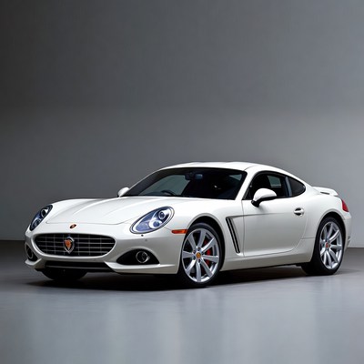 White sports car in a studio