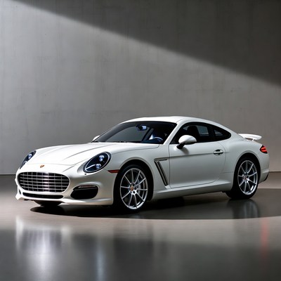 White sports car in studio lighting