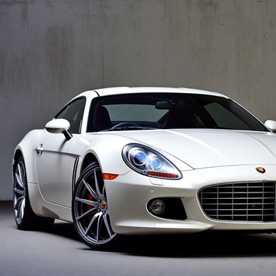 White sports car in studio setting