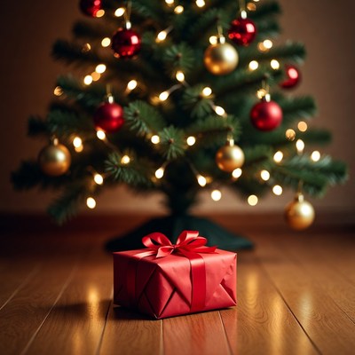 Christmas gift under tree