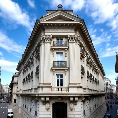 Historic building in city street view