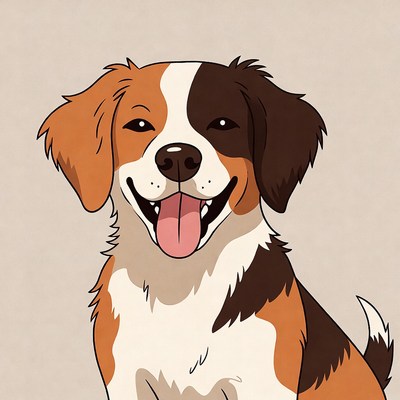 Colorful dog with happy expression