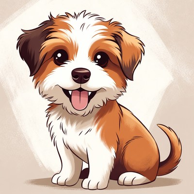 Cute dog sitting and smiling