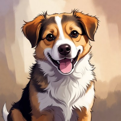 Happy dog sitting with a smile