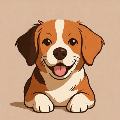 Happy dog lying down with a smile