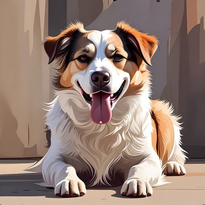 Happy dog resting on sunny day