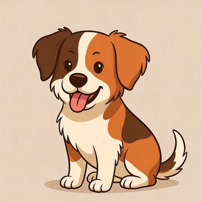 Cute dog sitting and smiling