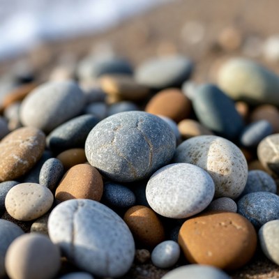 Pebbles on a sandy beach