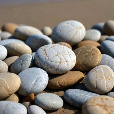 Stones on the sandy beach