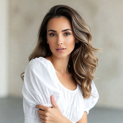 Woman posing in light room setting
