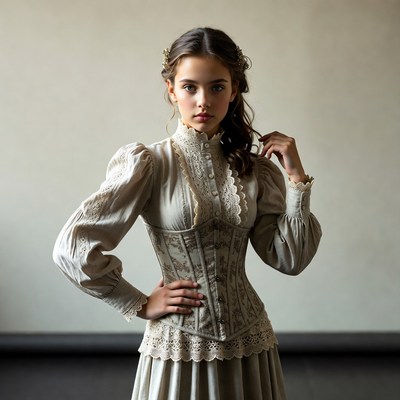 Young woman in historical attire indoors