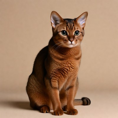 Cat sitting on plain background
