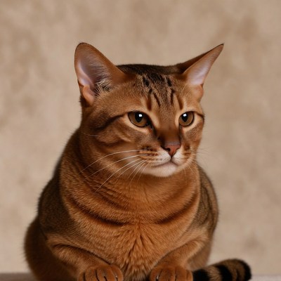 Cat sitting on a table in soft light