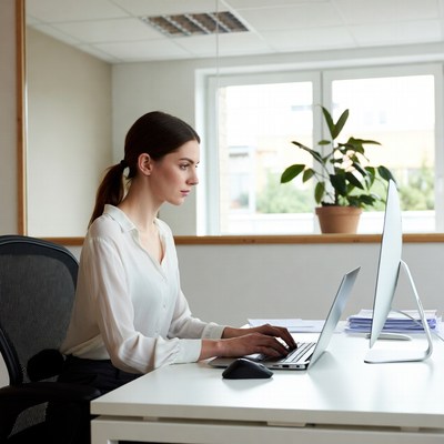 Woman working at office desk