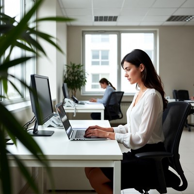 Office workers focus on tasks