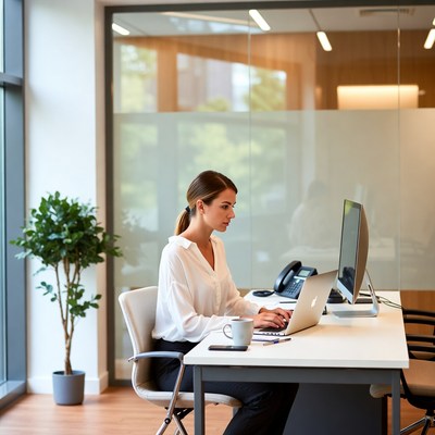 Woman working at a desk in an office