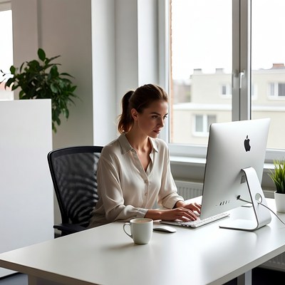 Woman working at desk in office
