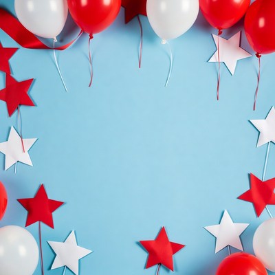 Red and white balloon decoration scene