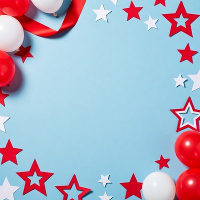 Red and white star decorations for event