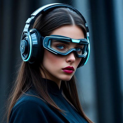 Woman with tech gear in city